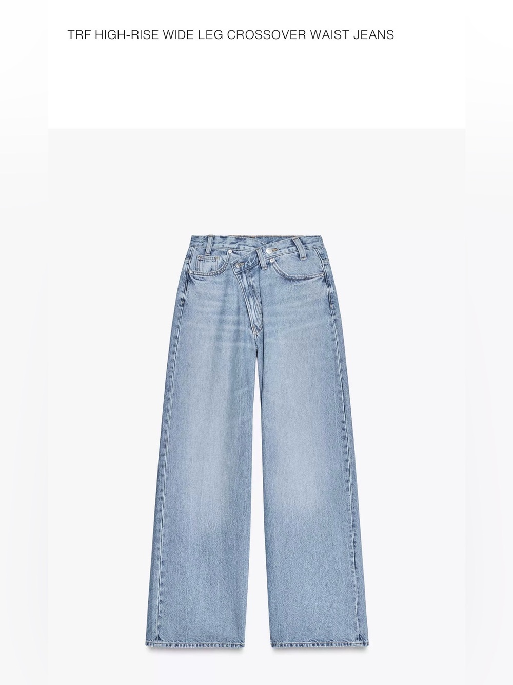 Zara TRF High-Rise Wide Leg Crossover Waist Jean